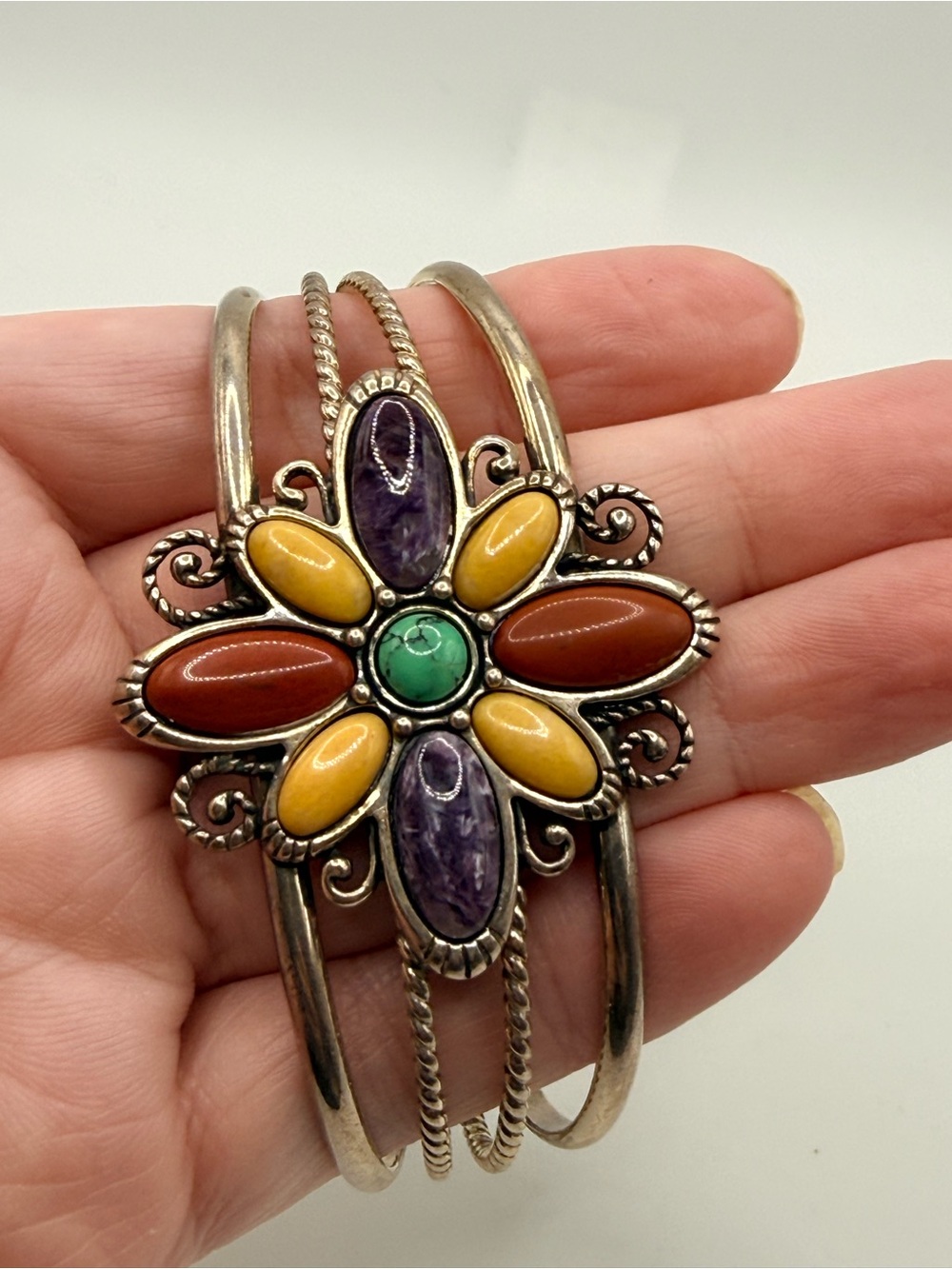 Carolyn Pollack Relios Sterling Silver Multi Gemstone Cuff Bracelet‎